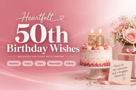 50th Birthday Wishes: Heartfelt, Funny & Meaningful Messages 50th Birthday Wishes with a birthday cake and 50 candles