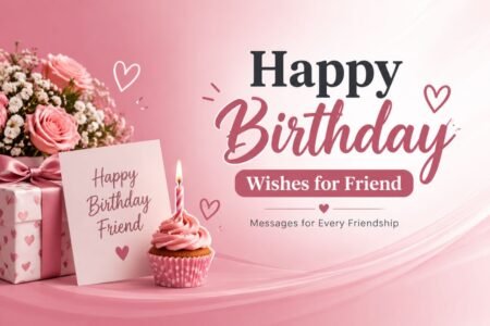 Happy Birthday Wishes for Friend: 250+ Unique, Funny & Heart Touching Messages Happy Birthday Wishes for Friend with heartfelt birthday messages, gift box, flowers, and cupcake design