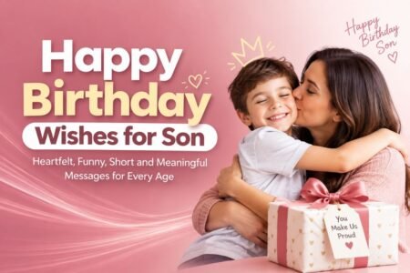 Happy birthday wishes for son with a mother hugging her smiling son