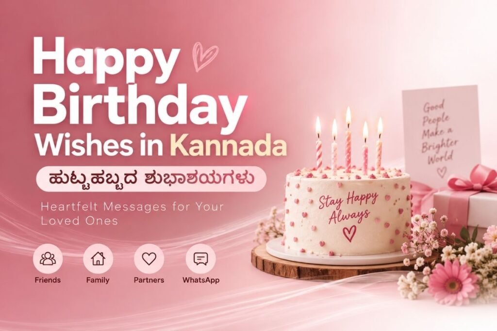 Happy Birthday Wishes in Kannada with birthday celebration design